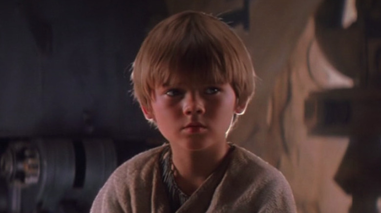 Young Anakin Skywalker scowling