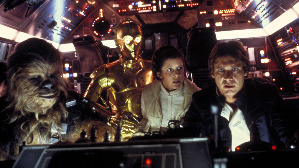 Han Solo, Princess Leia, C-3P0, and Chewbacca in the Empire Strikes Back