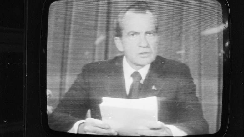 The broadcast of President Nixon's resignation 