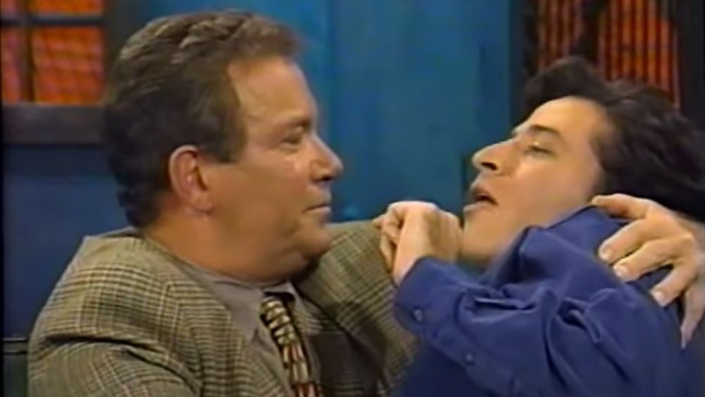 William Shatner holding Jon Stewart on The Jon Stewart Show