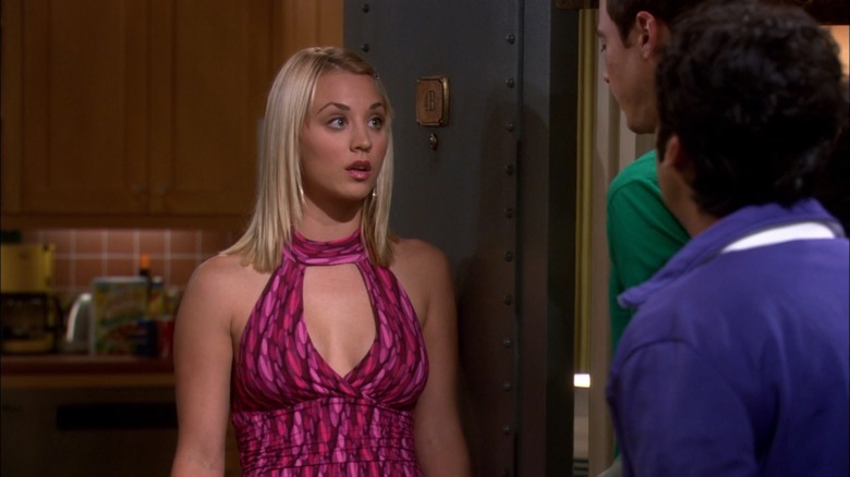 Penny talking to Sheldon and Raj on The Big Bang Theory