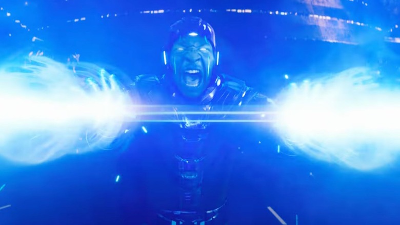 Kang firing lasers from his comic accurate suit