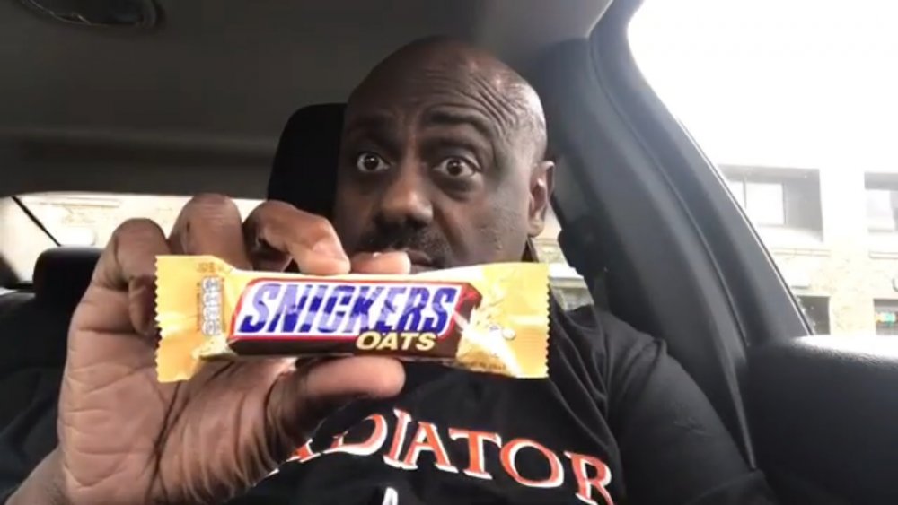 Kenny reviewing a candy bar on his YouTube channel