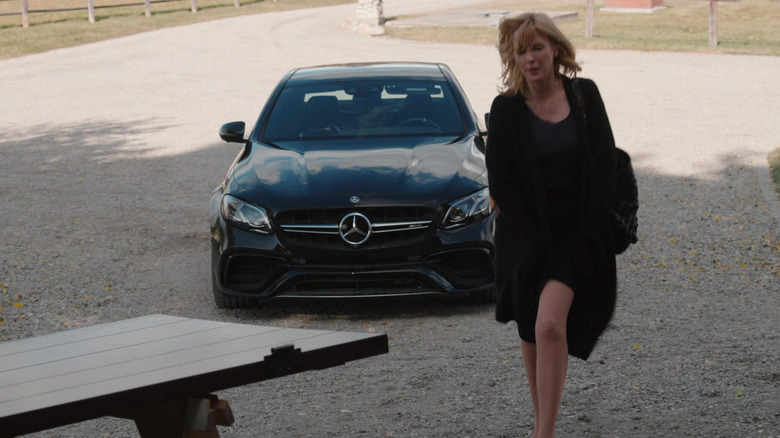 Beth walking away from her Mercedes in "Yellowstone"