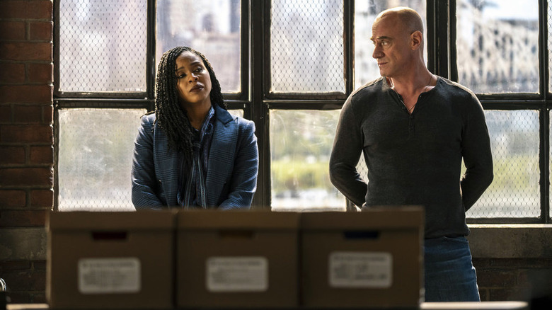 Danielle Moné Truitt as Ayanna Bell and Christopher Meloni as Elliot Stabler in Law & Order: Organized Crime