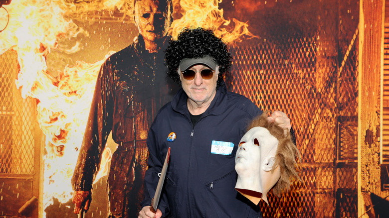 Nick Castle holding Michael Myers mask