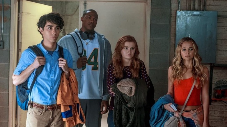 Alex Wolff, Ser'Darius Blain, Morgan Turner and Madison Iseman in "Jumanji: Welcome to the Jungle"