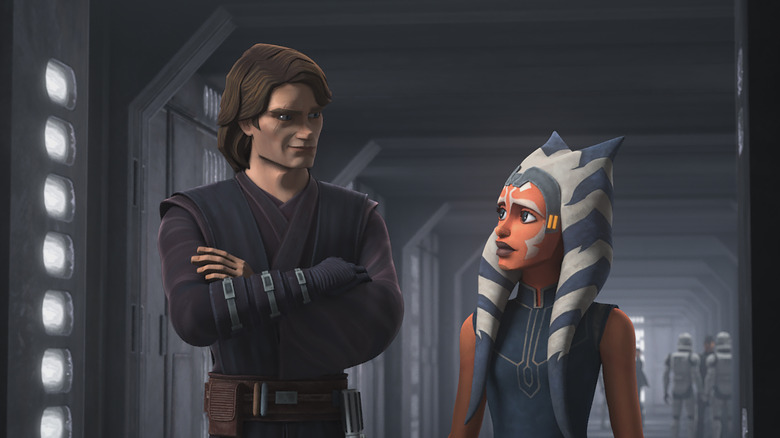 Anakin smirking at Ahsoka