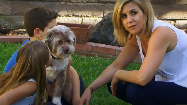 Brandi with her children and dog