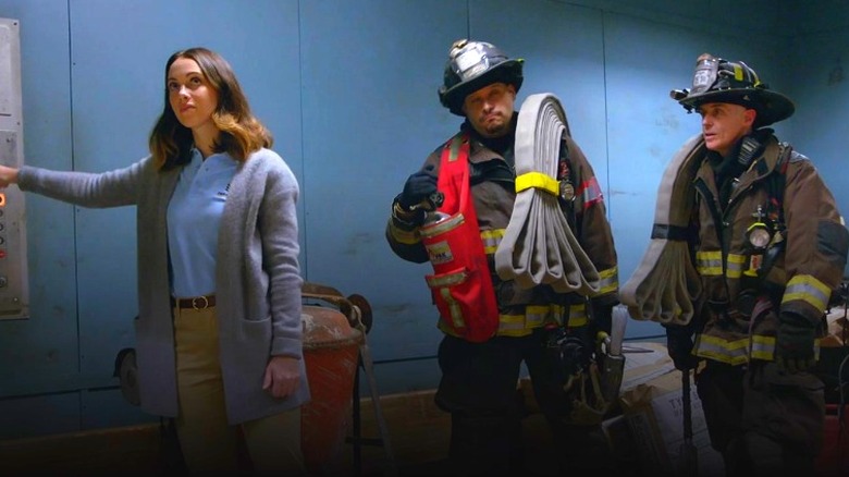 Firefighters in elevator 