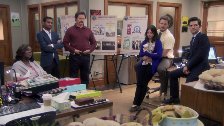 The Parks and Rec team in the finale