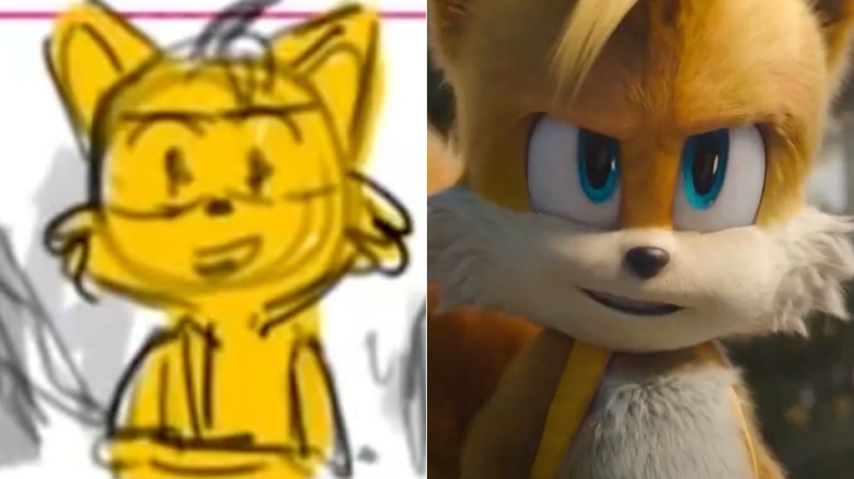 Tails is drawn in a storyboard for Sonic 2; Tails first appears in "Sonic the Hedgehog 2" (2022).