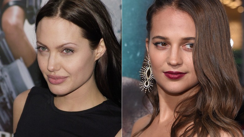 Angelina Jolie and Alicia Vikander at media events