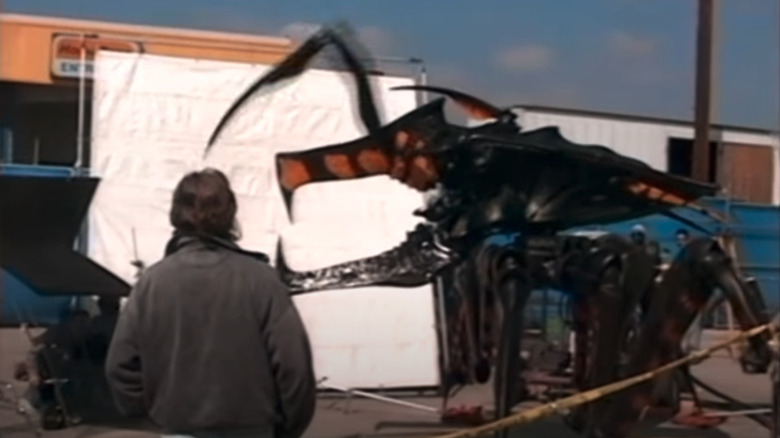 Giant bug on the set of Starship Troopers