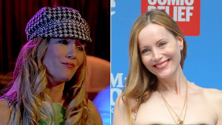 Nicky checkered hat Leslie Mann smiling necklaces