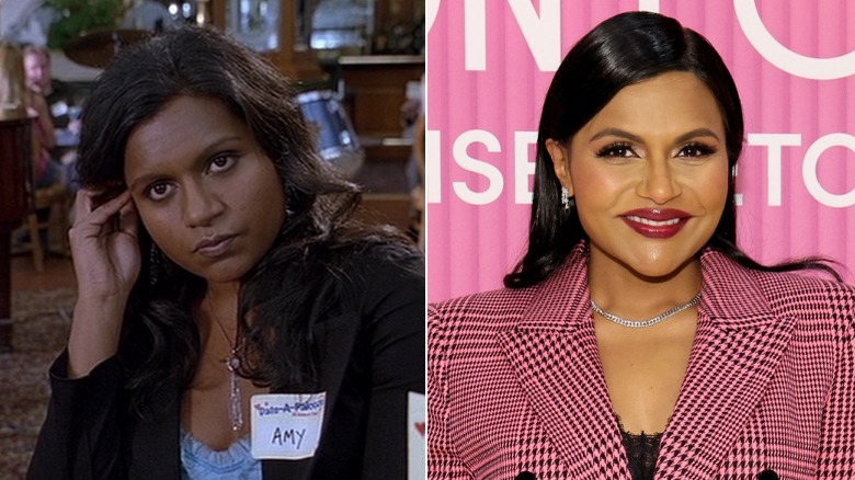 Amy looking frustrated Mindy Kaling pink plaid blazer