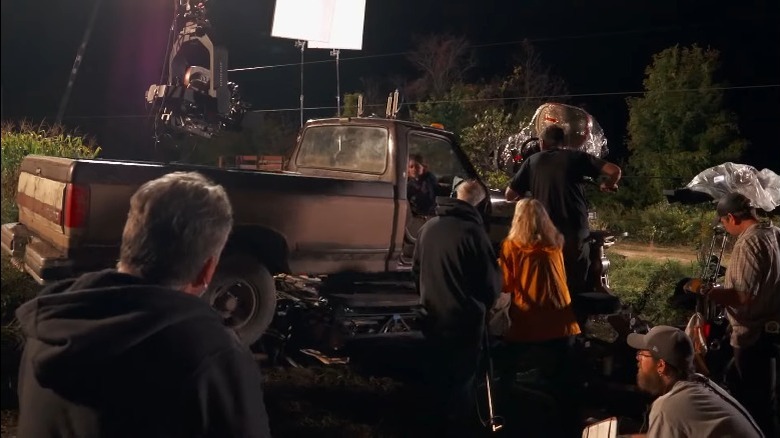 Filming the pickup truck scene