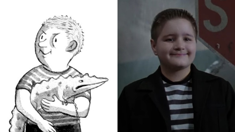 Pugsley as a cartoon and as portrayed by Jimmy Workman in "The Addams Family"