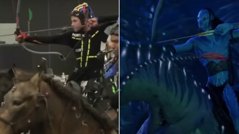 Actors riding horses turned into direhorses