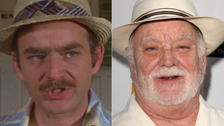 Split image of Lou looking stern and Brian Doyle-Murray smiling in close-up