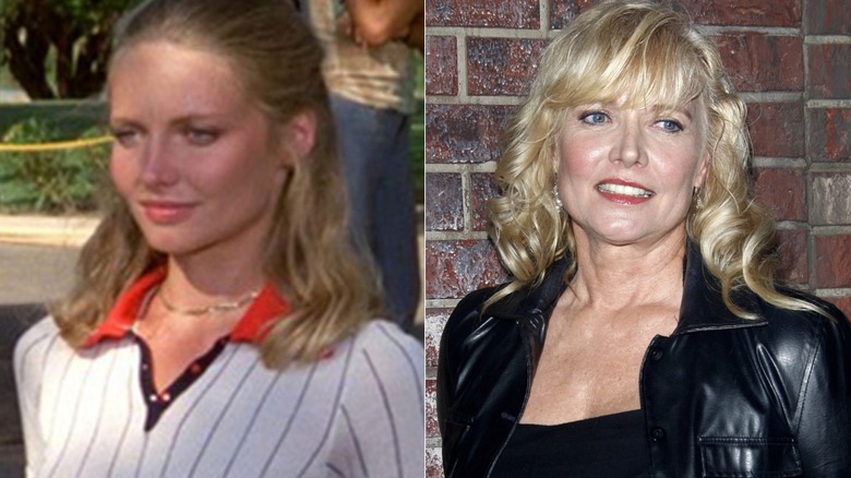 Split image of Lacey looking confident and Cindy Morgan in front of a brick wall