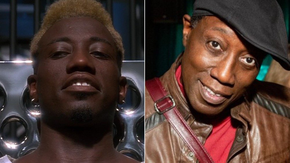 Split image of Wesley Snipes in Demolition Man and a more recent press photo