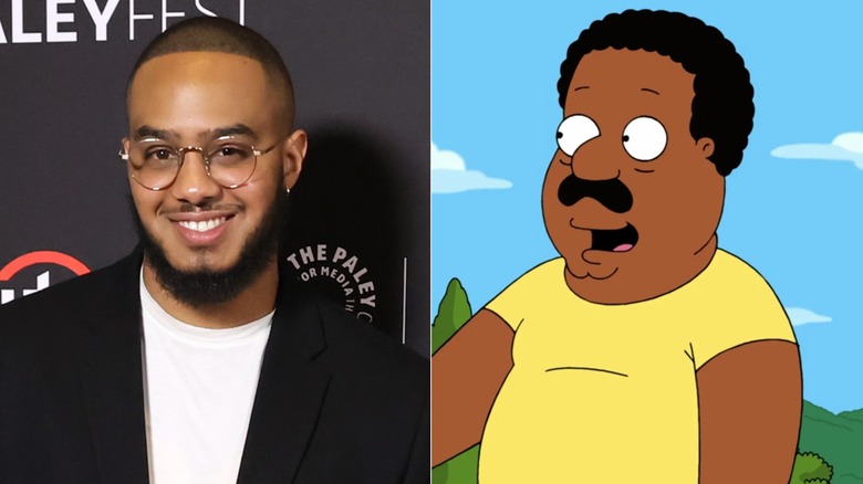 Arif Zahir at a Family Guy panel at PaleyFest; Cleveland smiling in Family Guy