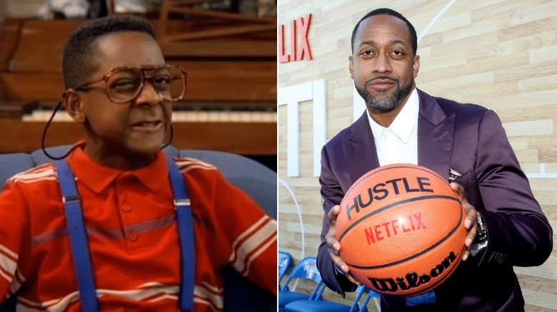 Urkel grimaces and Jaleel White smiles