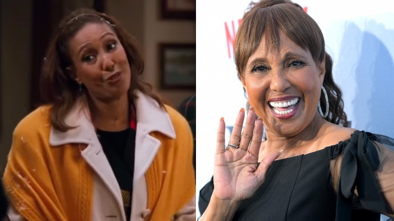 Rachel smiles and Telma Hopkins waves 