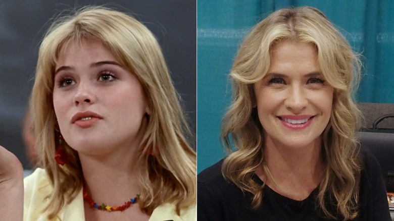 Student talks, Kristy Swanson smiles