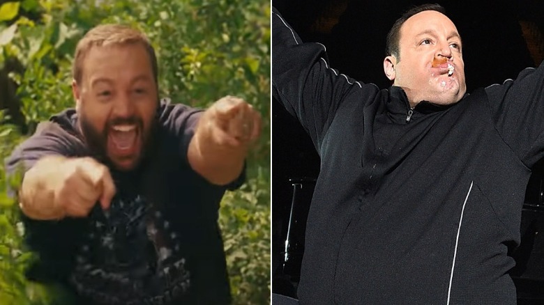 Eric pointing, Kevin James on stage