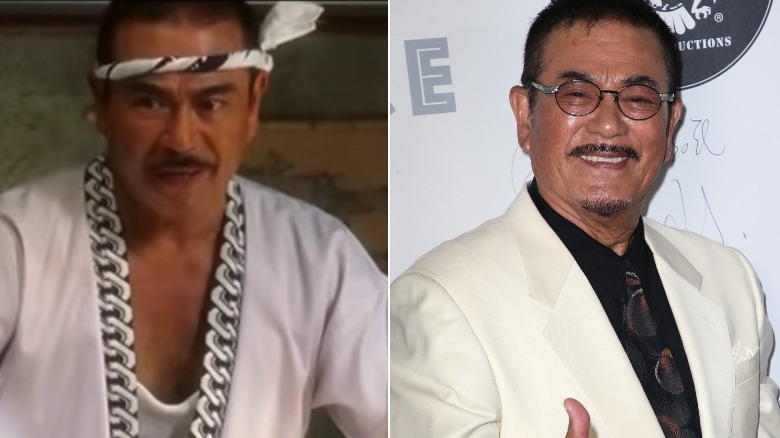 Shin'ichi Chiba in Kill Bill and at a film premiere in 2018