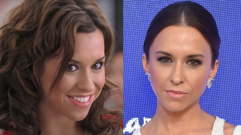 Lacey Chabert smiles in left photo, gazes ahead in right