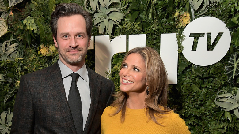 Andrea Savage and Tom Everett Scott I'm Sorry presser