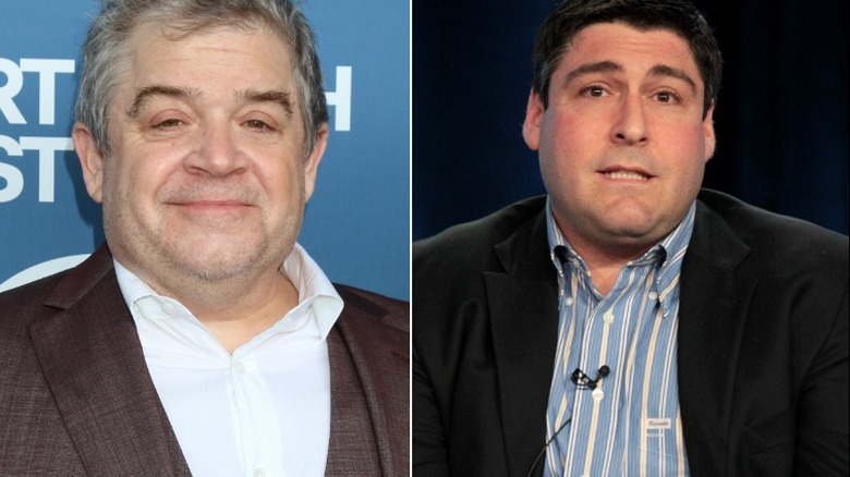 Patton Oswalt smiling and Adam F. Goldberg talking