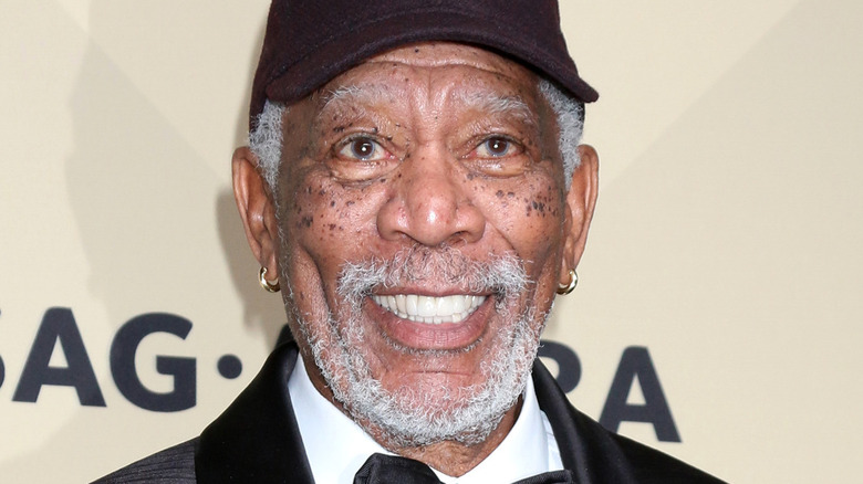 Morgan Freeman smiling with hat