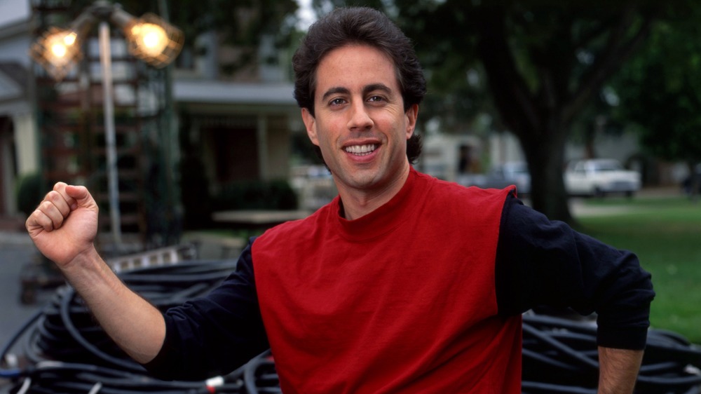 Jerry Seinfeld pretending to run