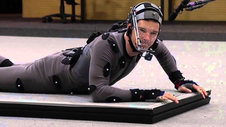 Benedict Cumberbatch playing Smaug in a motion capture suit