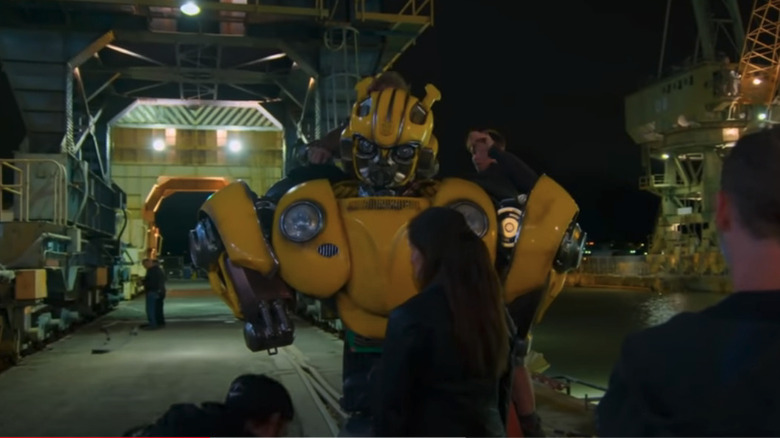 A replica of Bumblebee on the set