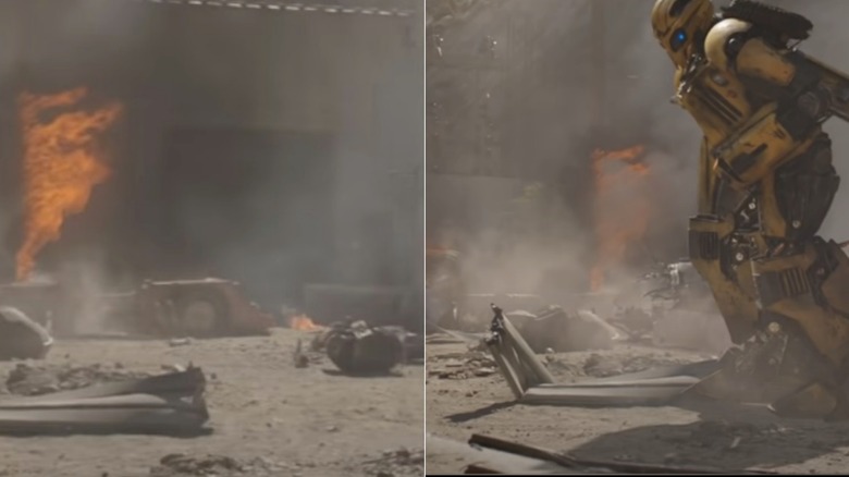 A comparison of Bumblee walking through rubble