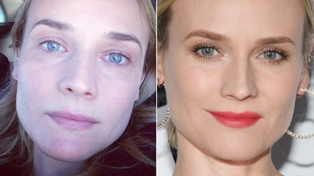 Diane Kruger without and with makeup