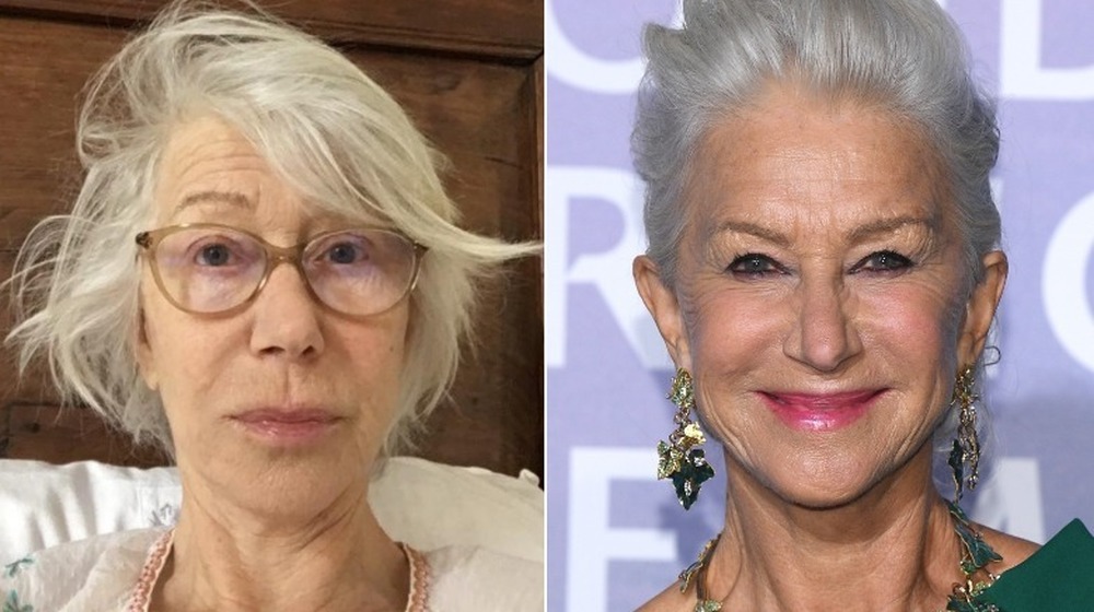 Helen Mirren without and with makeup