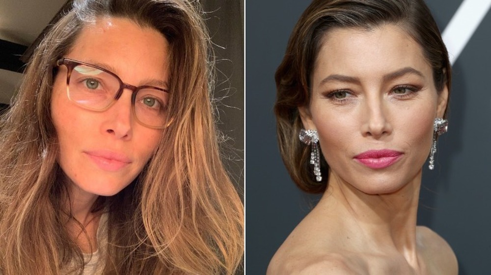 Jessica Biel without and with makeup