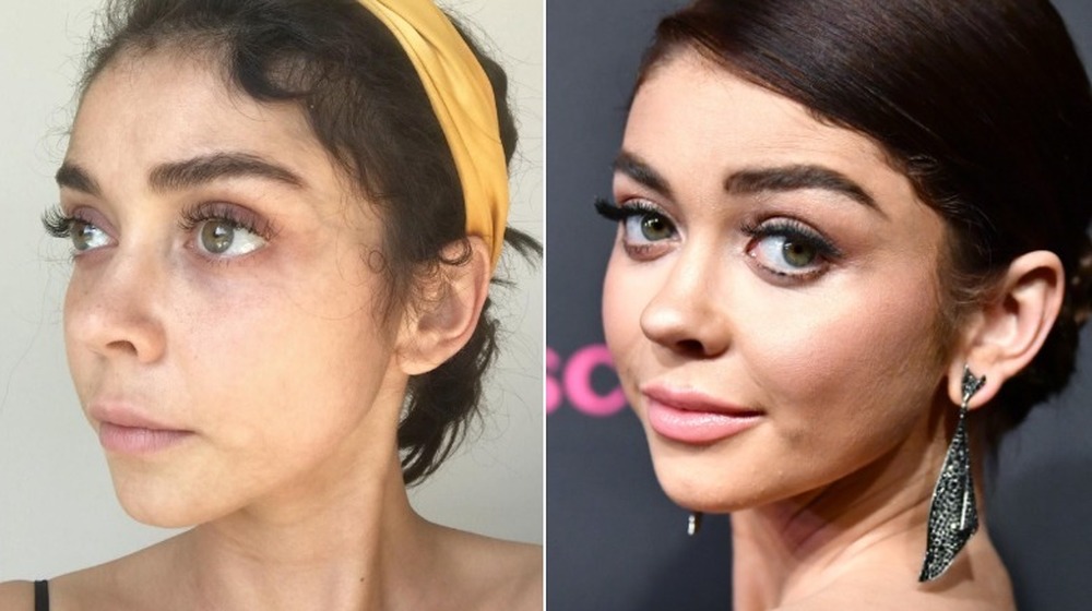 Sarah Hyland without and with makeup