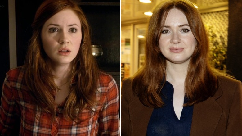 Karen Gillan shocked and smiling