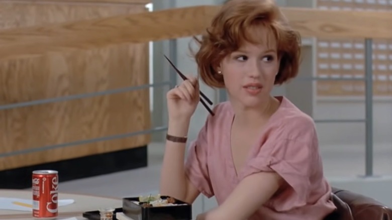 Molly Ringwald with chopsticks