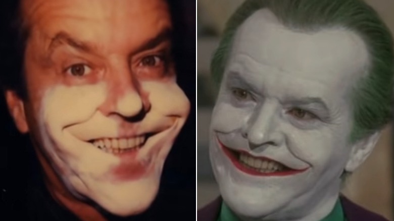 Jack Nicholson as Joker with and without makeup