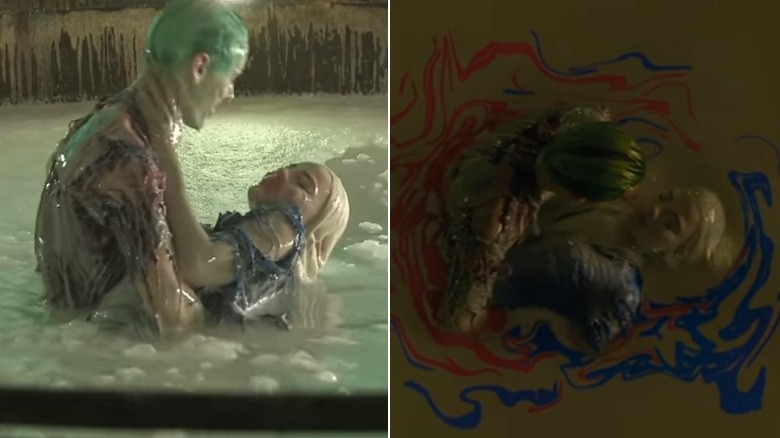 Joker and Harley in chemical vat before and after special effects