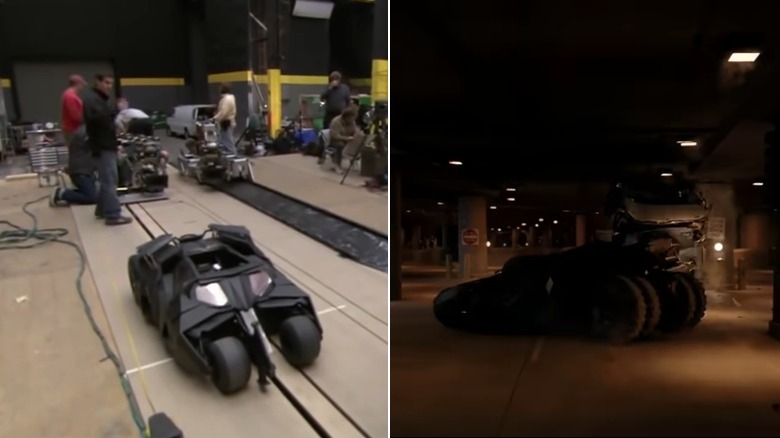 The Dark Knight Batmobile before and after special effects