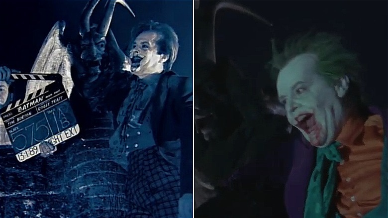 Joker hanging from bell tower before and after special effects